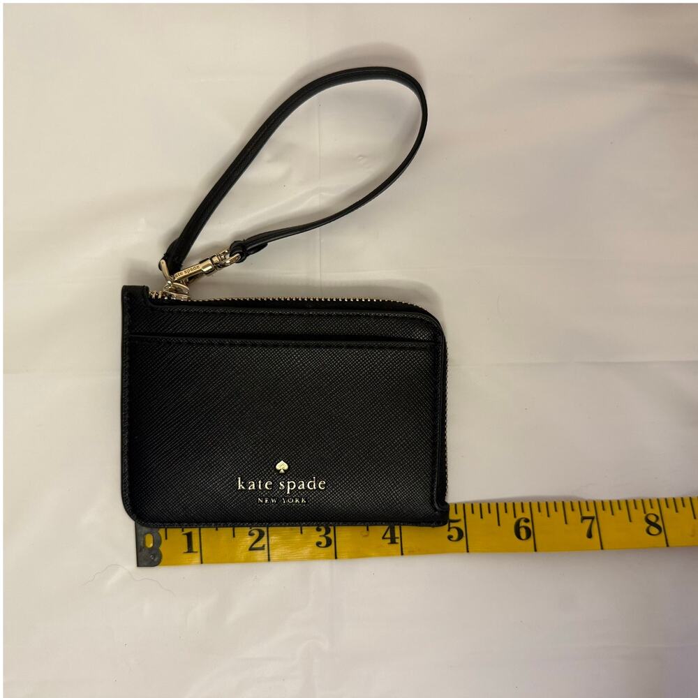 Kate Spade Black Leather Wristlet Card Holder Wallet - Picture 6 of 8
